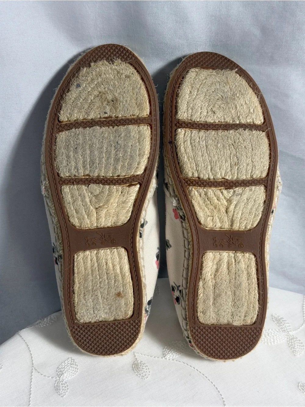 Coach Espadrille Flats Womens Canvas Floral Jute Logo Slip On Casual A8226 Sz 7